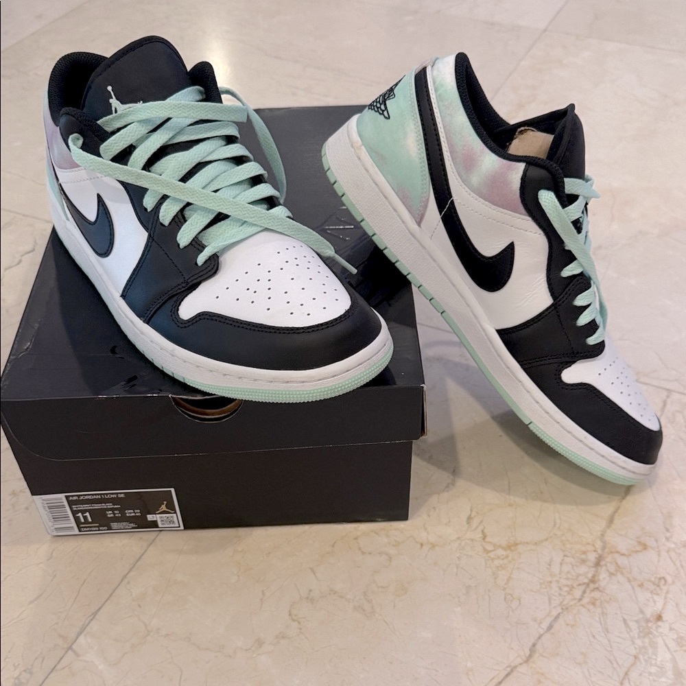 Nike Air Jordan Low Black and Mint Sneakers